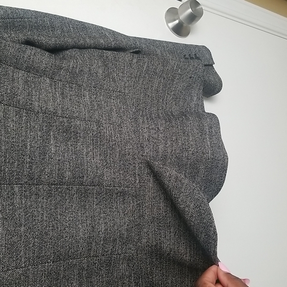 Express fitted Black and White/Gray Faux Leather on Collar Blazer - Picture 6 of 7